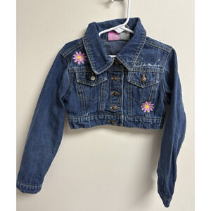 The Wonderful World of Disney Bambi Girls 7/8 Cropped Denim Jacket Embroidered